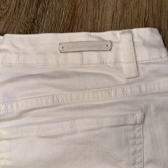 Soft Surroundings White Embroidered Capri Pants Plus Size 14P – Floral Lace Hem - Picture 7 of 8